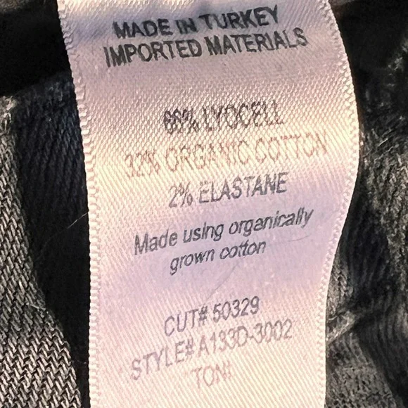 Agolde Toni Slim Straight Jeans Womens 26 Black High Rise Raw Hem Organic Cotton - Picture 6 of 11